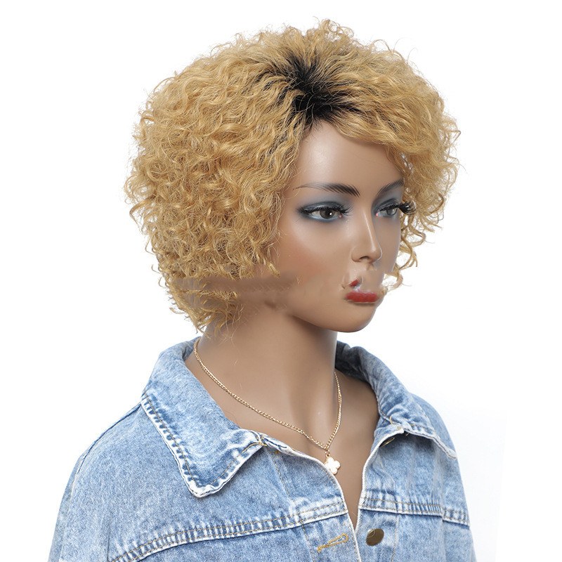 Premium Small Curly Real Hair Headgear - Fluffy Short Hair Cover for a Stylish Look - Image 5