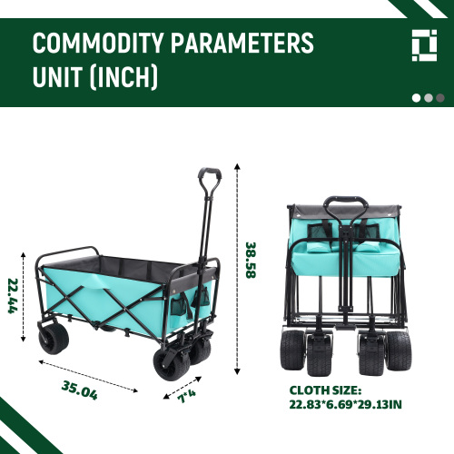 440lbs Heavy-Duty Collapsible Wagon Cart with Strapping System - Versatile Beach Utility Cart for Camping, Shopping, Sports, Gardening, and Fishing; Includes 3 Plastic Liner Bags - Image 11