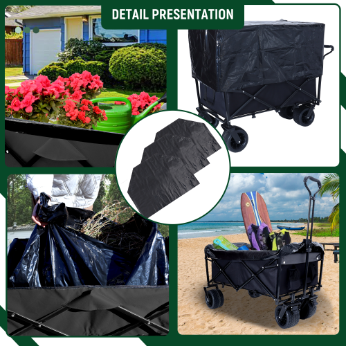 440lbs Heavy-Duty Collapsible Wagon Cart with Strapping System - Versatile Beach Utility Cart for Camping, Shopping, Sports, Gardening, and Fishing; Includes 3 Plastic Liner Bags - Image 25