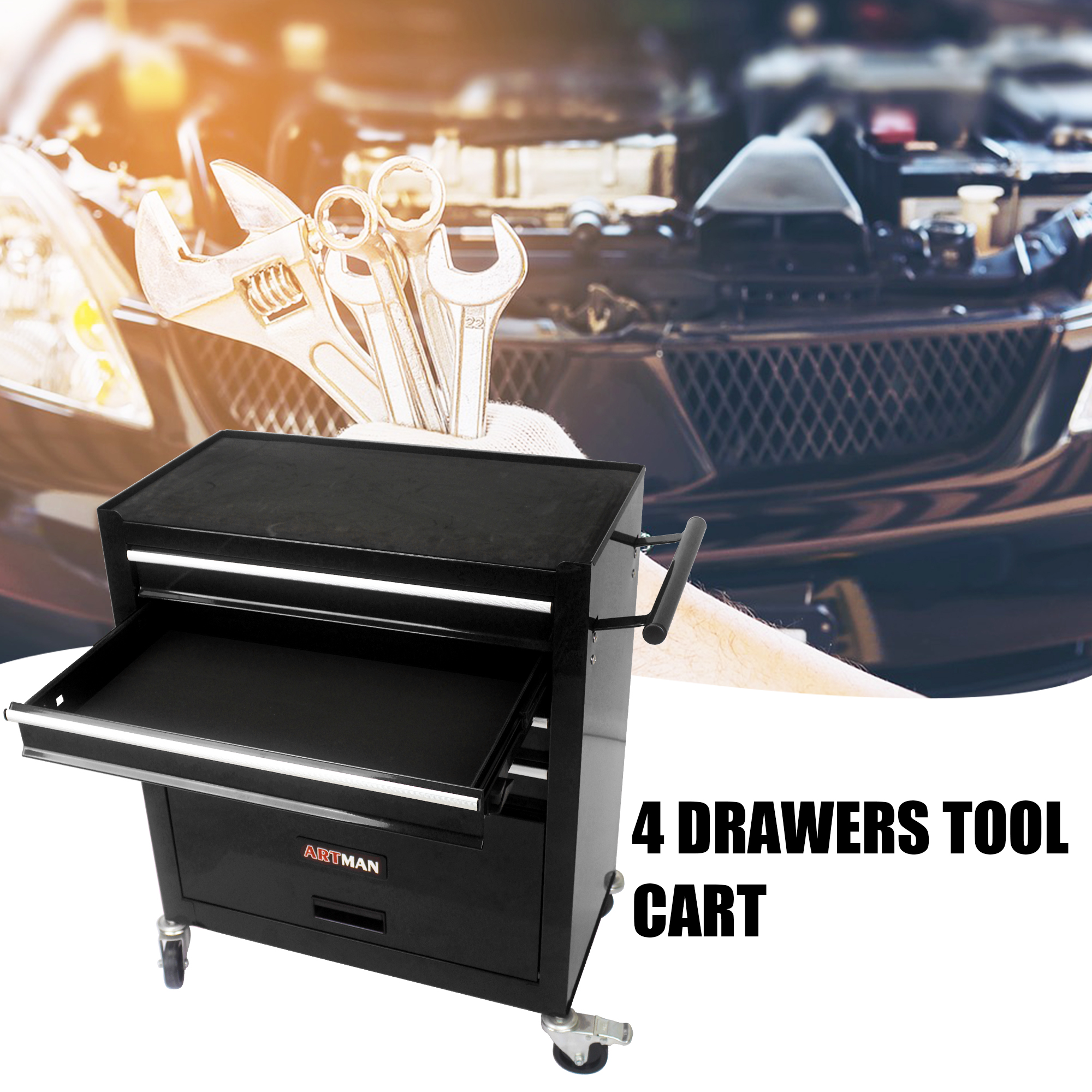 Heavy-Duty Metal Wheelie Tool Cart for Easy Mobility and Storage - Image 7