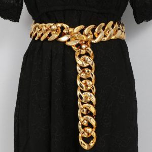 Ins Street Style Metal Gold Thick Chain Wide Waist Decoration Accessory