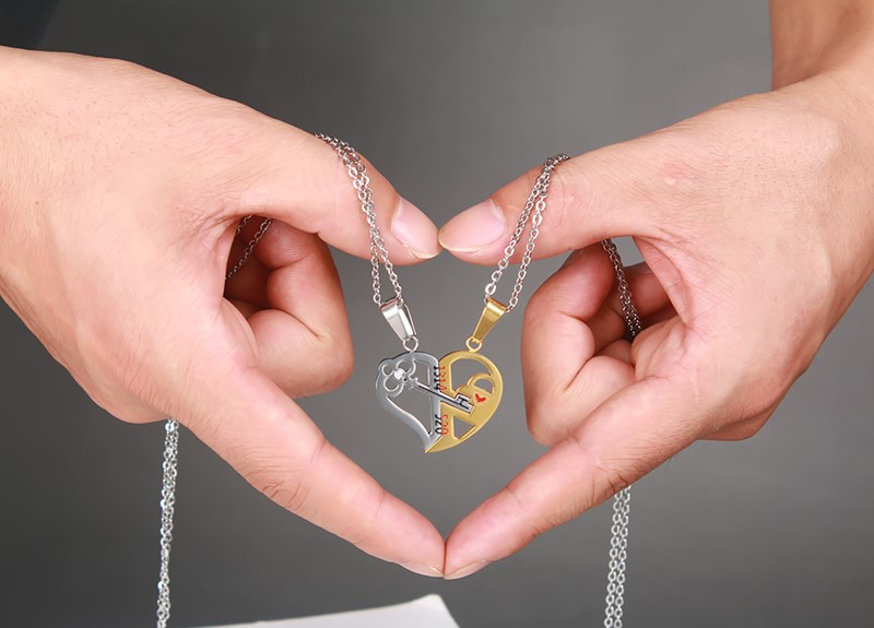 Stainless Steel Chain Pendant Love Necklace Set - Perfect Valentine Gifts for Lovers - Image 4