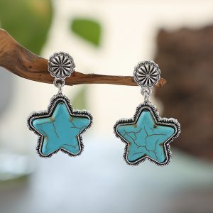 Unique Turquoise Five-Pointed Star Earrings - Stylish and Eye-Catching