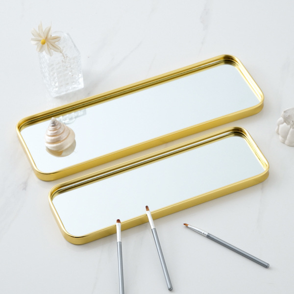 Stylish Metallic Glass Mirror Tray for Jewelry and Cosmetics Storage - Image 15
