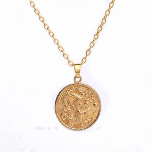 Stunning Round Silver Plated Chinese Dragon Pendant – Creative Jewelry Design