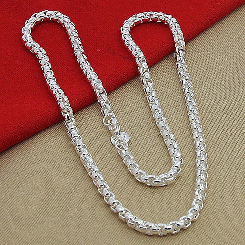 Silver Plated Round Box Necklace with Clip Clasp - Elegant Jewelry Accessory - Image 2