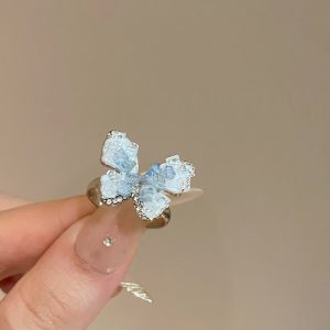 Stunning Gradient Blue Zircon Butterfly Ring - Elegant Jewelry for You