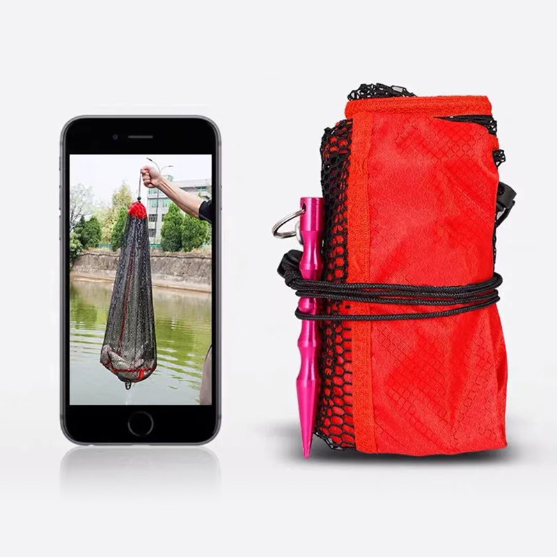 Portable Wild Fishing Drawstring Bag - Durable Grain Wheat Fishnet with Encryption Mesh & Oxford Cloth Edge for Mini Fish Protection - Image 4