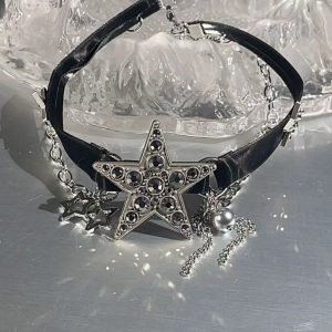 Gothic Punk Subculture Hot Girl Y2G Pentagram Tassel Necklace - Trendy Accessory