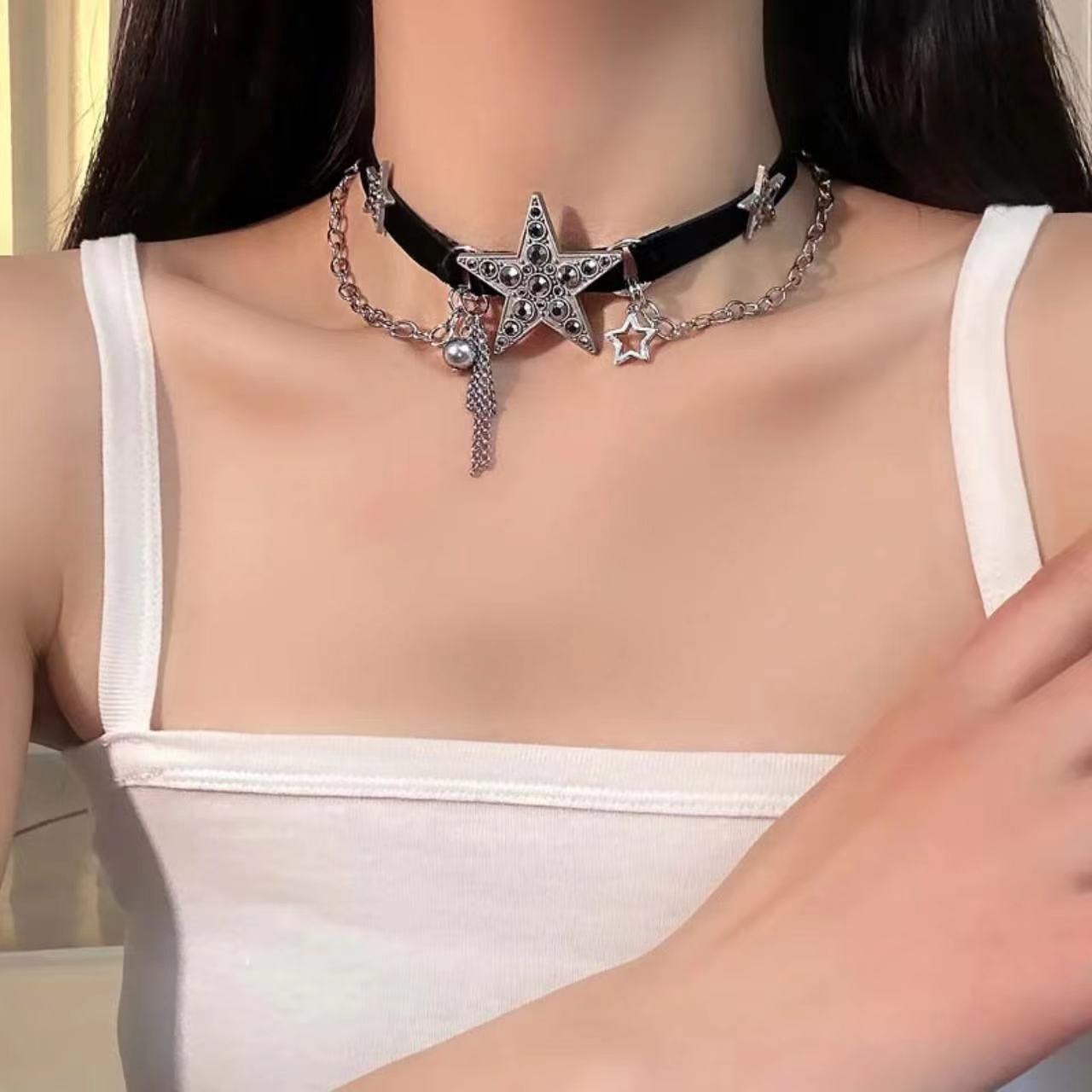 Gothic Punk Subculture Hot Girl Y2G Pentagram Tassel Necklace - Trendy Accessory - Image 5