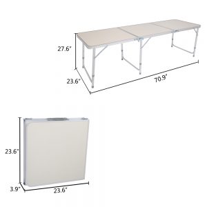 6ft Silver Outdoor Folding Table - Durable Aluminum Alloy, 50kg Capacity