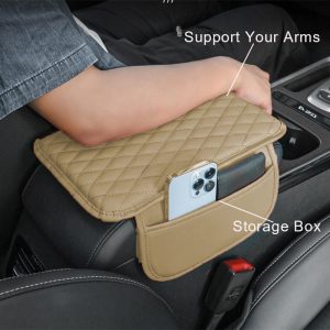 Durable Car Armrest Pad with Side Storage Bag for Enhanced Comfort