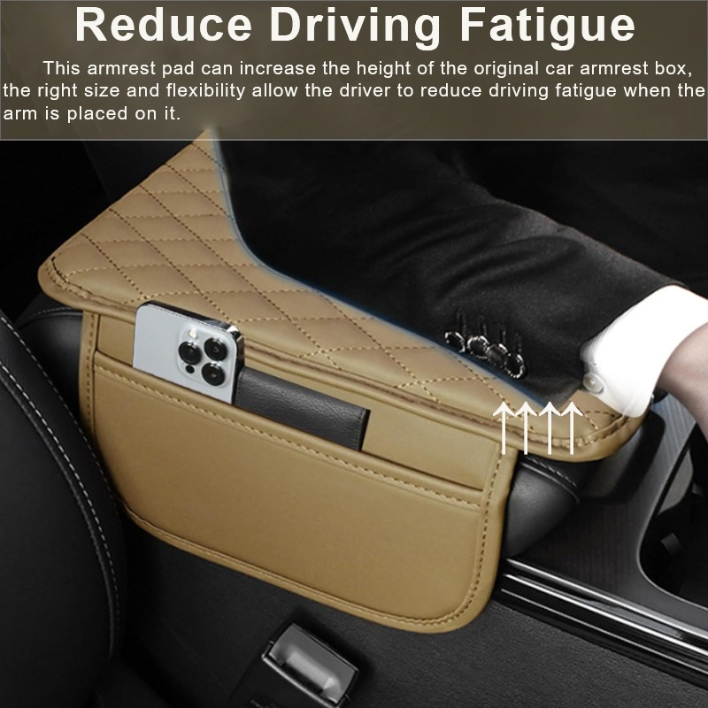 Durable Car Armrest Pad with Side Storage Bag for Enhanced Comfort - Image 2