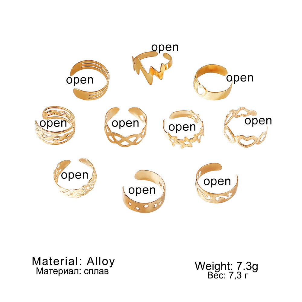 10-piece Alloy Star Moon Toe Ring Set – Stylish & Unique Accessories - Image 2