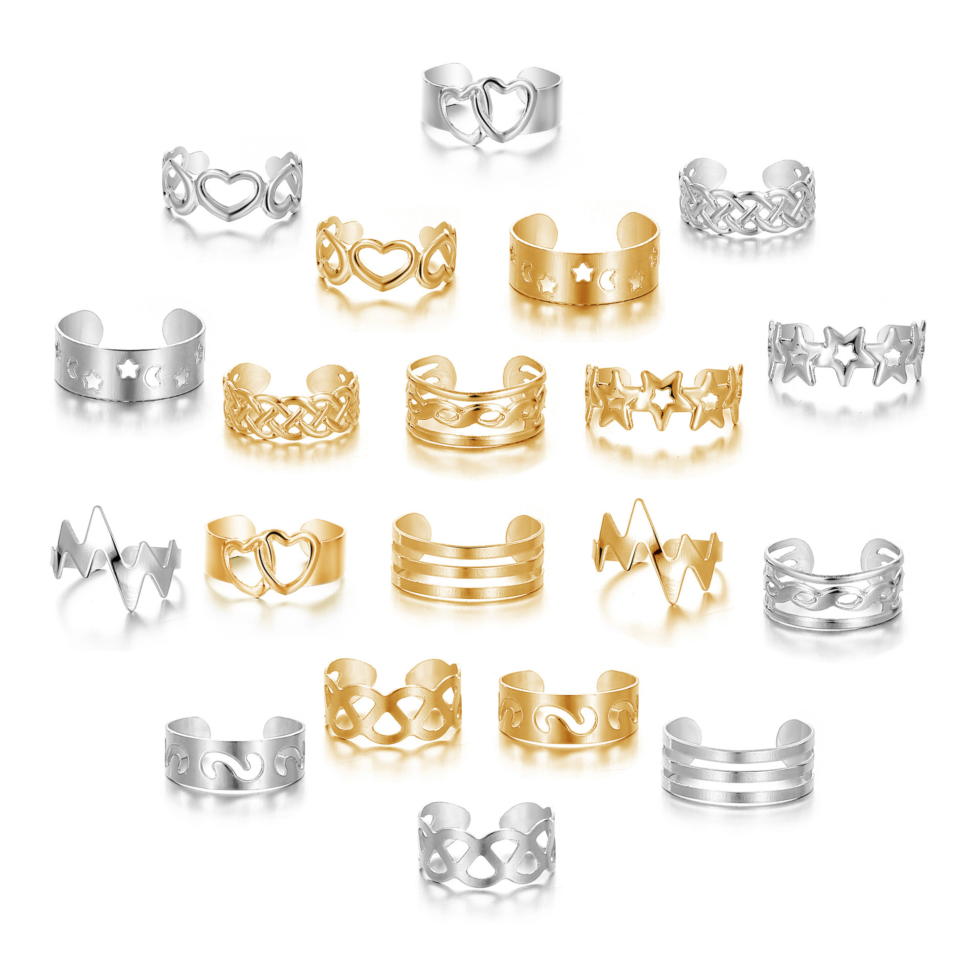 10-piece Alloy Star Moon Toe Ring Set – Stylish & Unique Accessories - Image 5