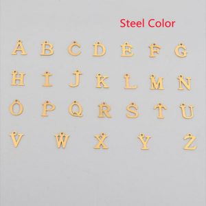 Stylish European and American 26 Letter Necklace with Stainless Steel Clip Chain and Imitation Pearl Pendant for Men and Women