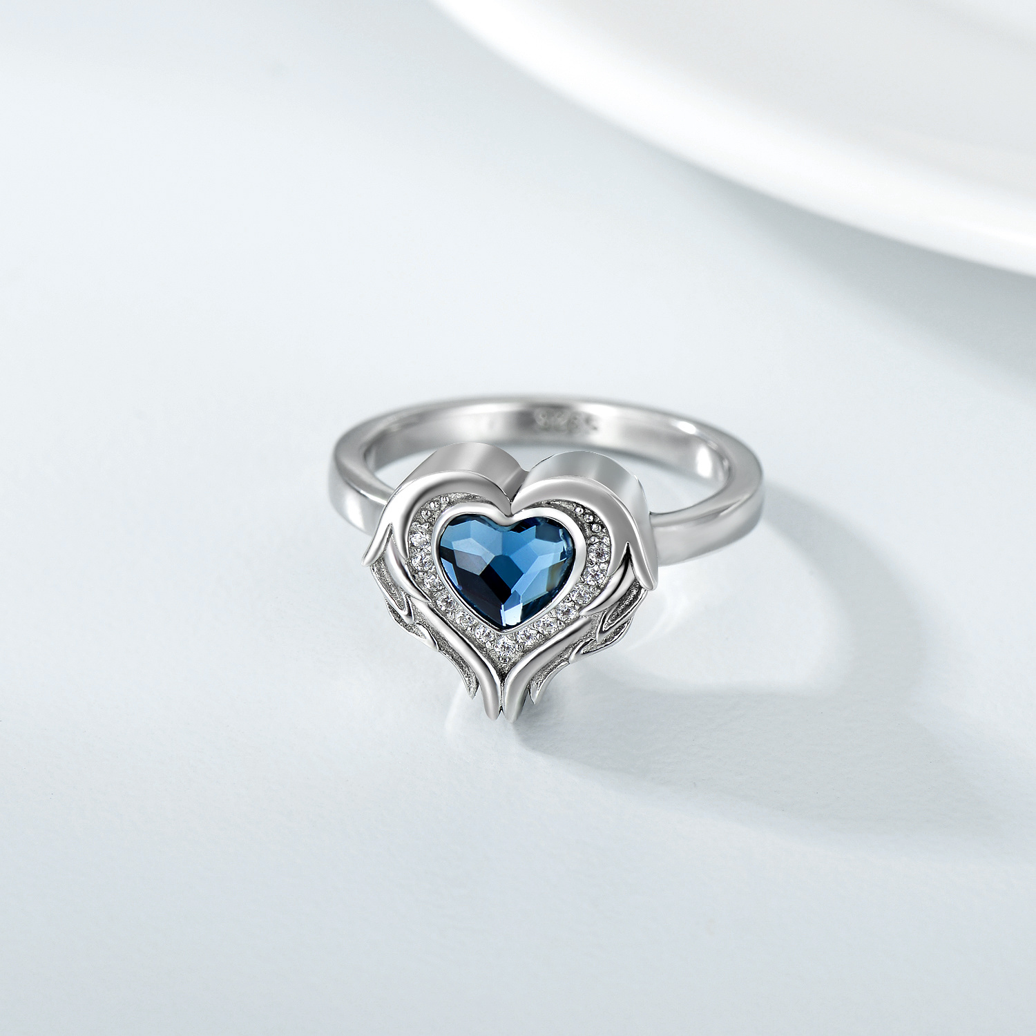 925 Sterling Silver Angel Wing Heart Cremation Urn Ring for Holding Ashes of Loved Ones - Image 3