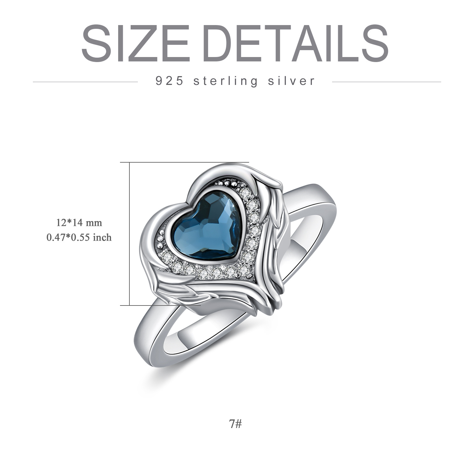 925 Sterling Silver Angel Wing Heart Cremation Urn Ring for Holding Ashes of Loved Ones - Image 6