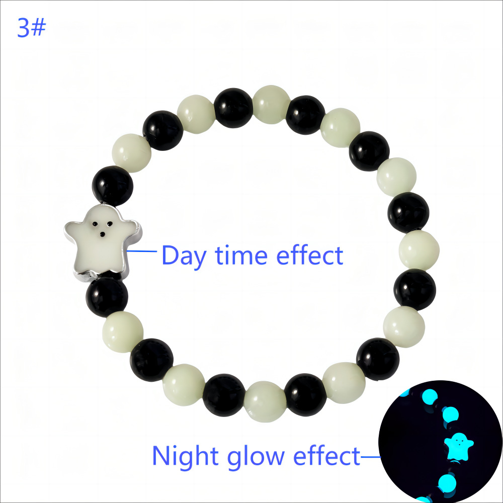 Luminous Day Of The Dead Bracelet - Glass Beaded Halloween Accessory - Image 9