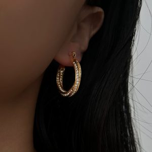 Titanium Steel Micro Inlaid Zircon Twist Large Earrings for Stunning Style