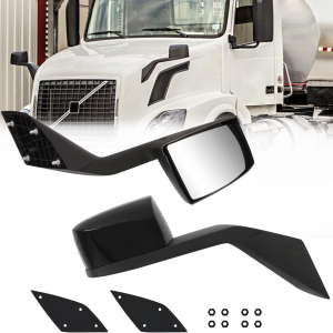 Black Hood Mirror Assembly Kit Replacement with Complete Mounting Kit