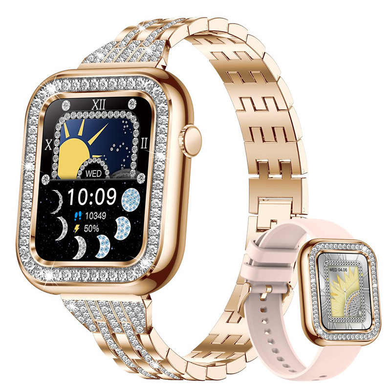 Stylish Square Women's Smart Wristwatch with Diamonds - Waterproof and Chic - Image 8