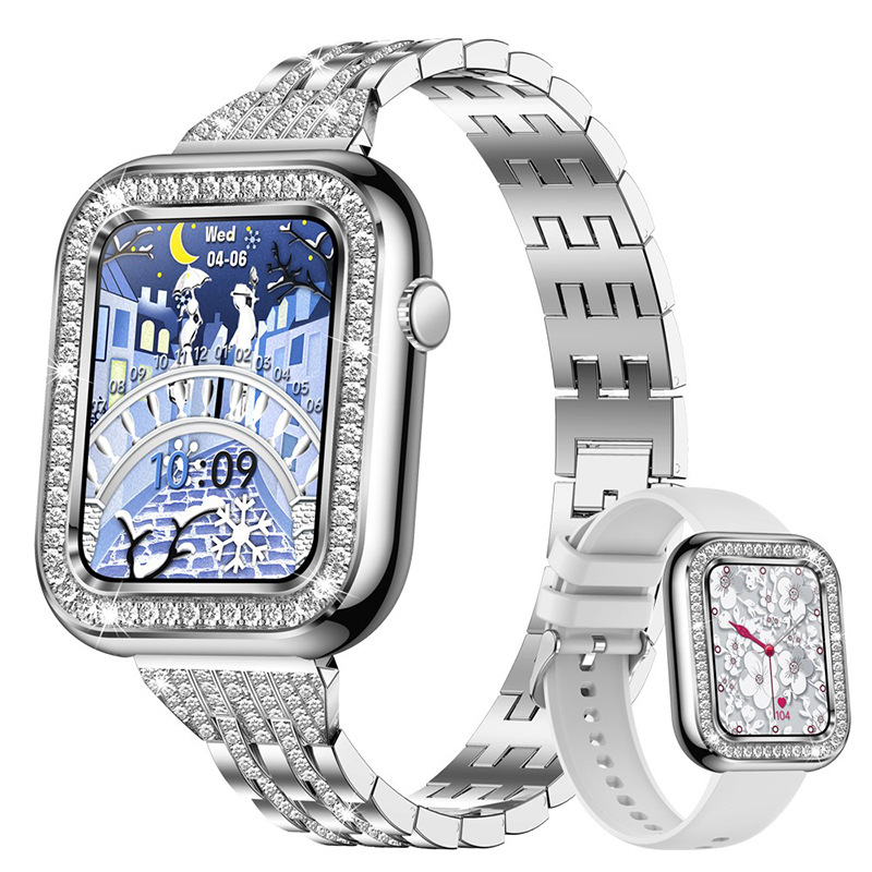 Stylish Square Women's Smart Wristwatch with Diamonds - Waterproof and Chic - Image 12