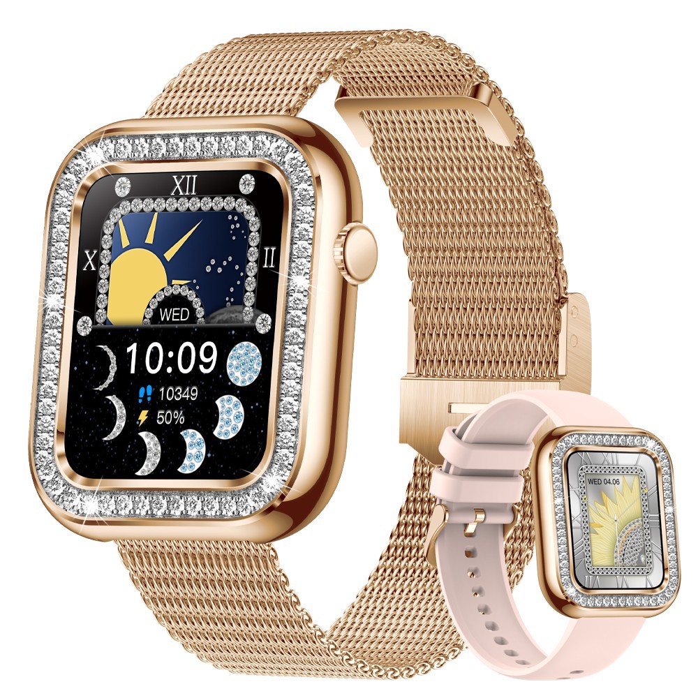 Stylish Square Women's Smart Wristwatch with Diamonds - Waterproof and Chic - Image 13
