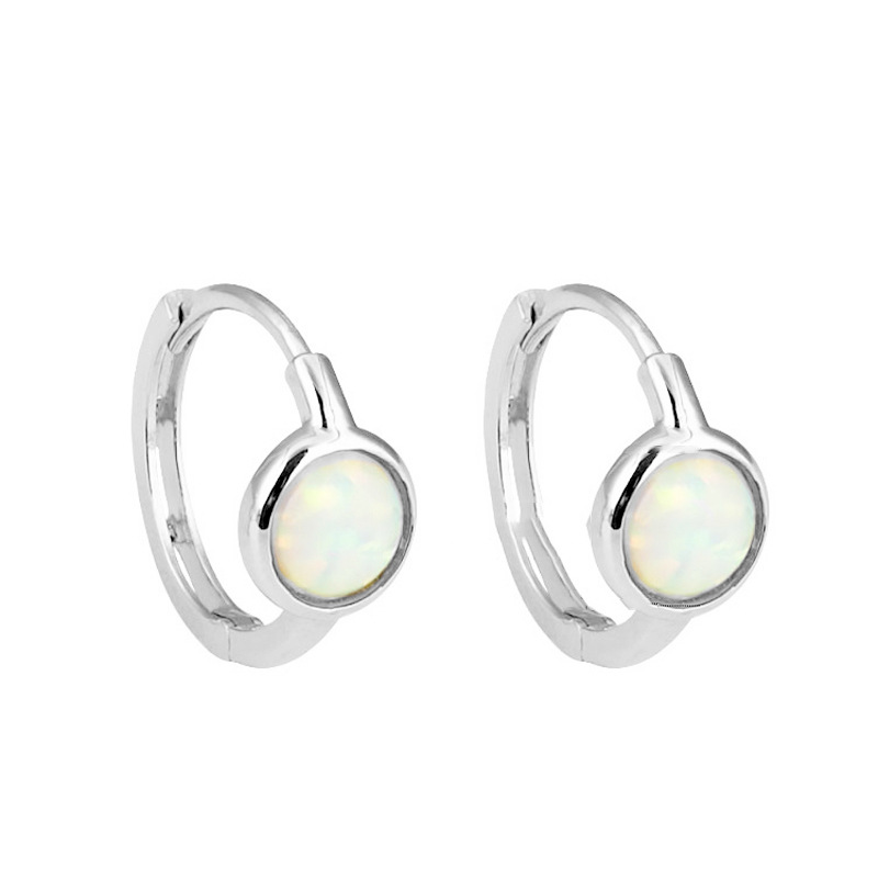 Round Synthetic Color Opal Stone Earrings - Stylish Fashion for Women - Image 5