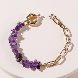 Qingdao Daiwei Jewelry Amethyst Rough Stone Crystal Chain Bracelet