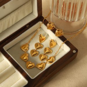 Eardrops Love Heart Titanium Steel Ear Studs - 18K Gold Finish That Lasts