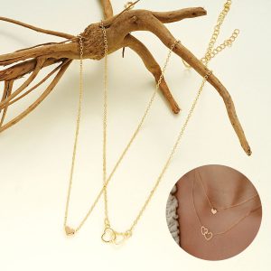 Charming Double-Layer Hollow Cross Heart Pendant Necklace for Women - Classic Heart Shaped Design