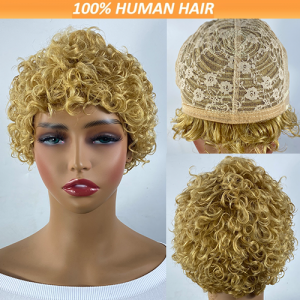 Curly Real Human Hair Wigs for Women - Ultra-Short Pixie Cut with Breathable Cap, Perfect for All Ethnicities & African Curls