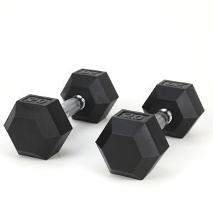 20LB 2 HDRS Rubber Coated Solid Cast Iron Dumbbells - Weekend Shipping Not Available