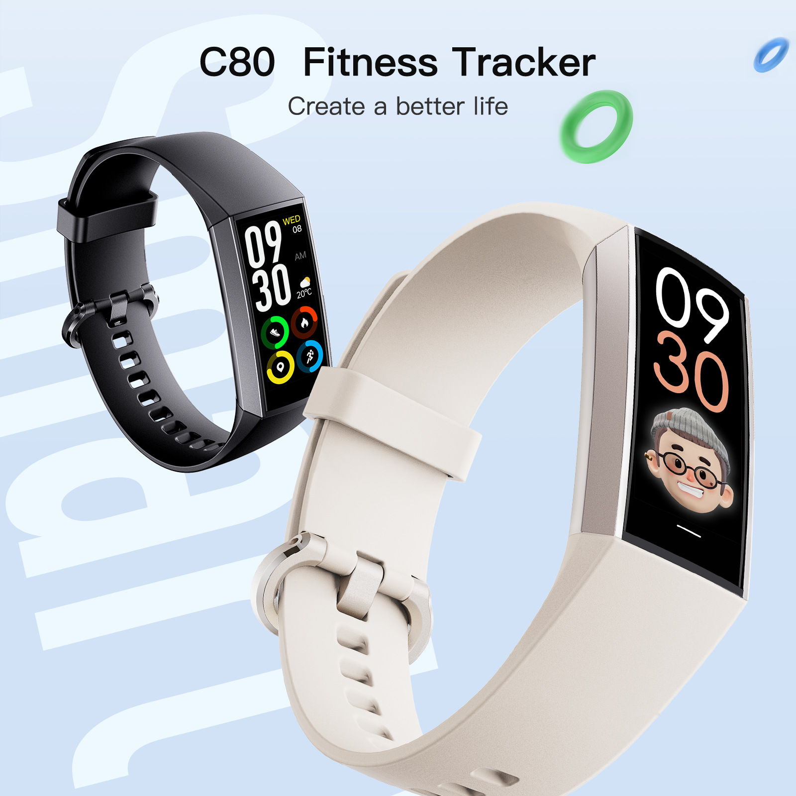 C80 Smart AMOLED Heart Rate and Blood Oxygen Monitoring Bracelet with Power - Image 9