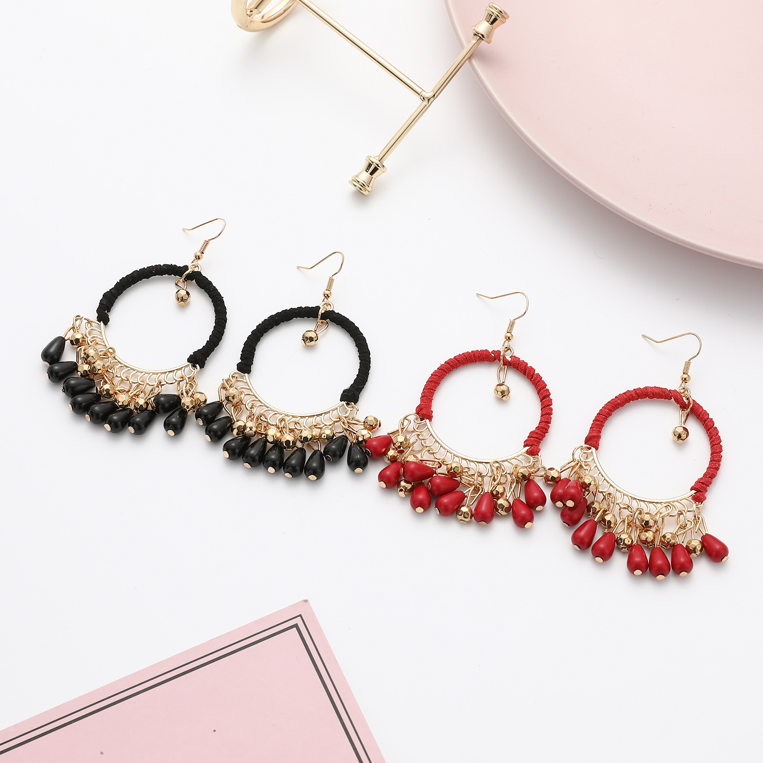 European and American National Style Hand-woven Earrings for Timeless Elegance - Image 2