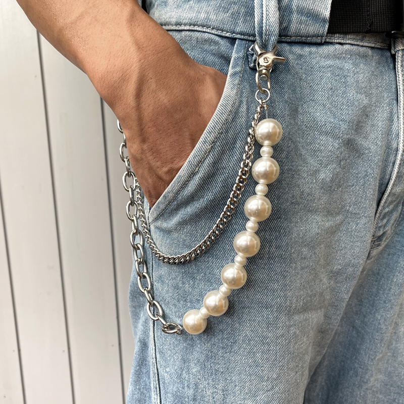 Pearl Phants Zipper Belt Jeans Skirt Shaped Accessory with Stylish Waist Chain - Image 6
