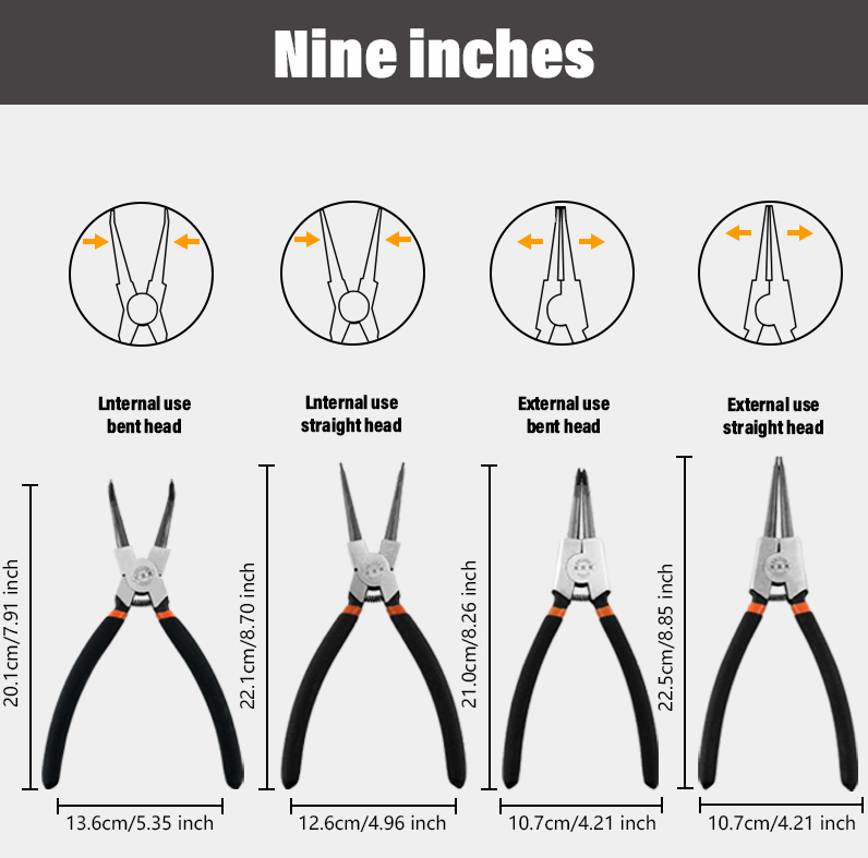 9-inch Snap Pliers 4-Piece Set - Model SKQ-009 for Precision Work