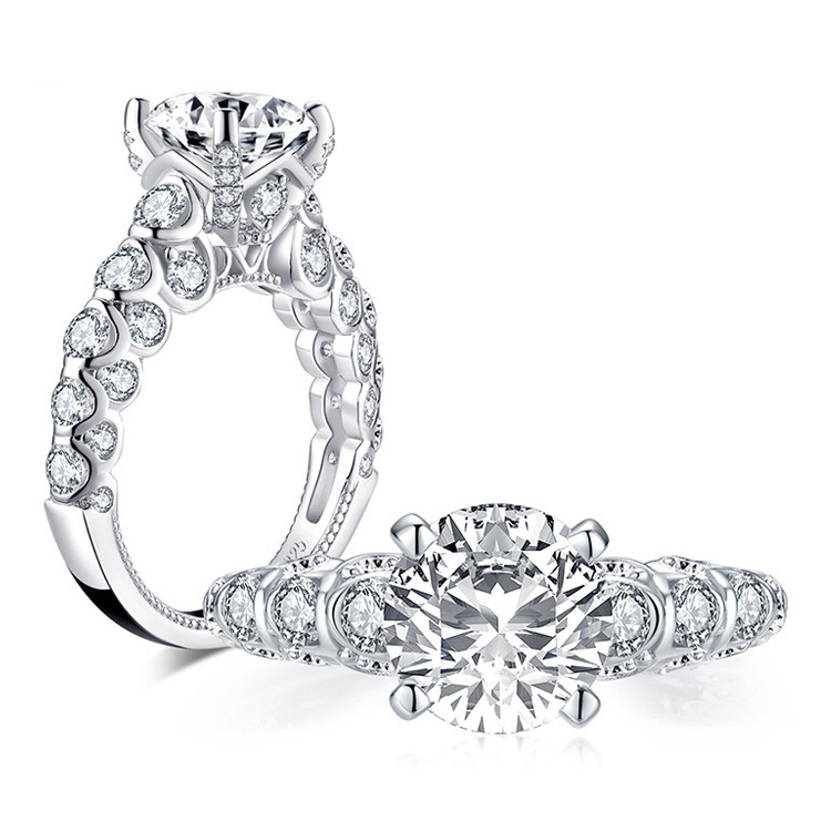 European & American Luxury 925 Silver Ring with High Carbon Diamond Inlay - Image 3