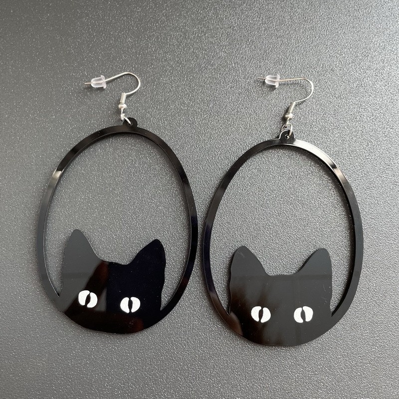 Stylish Acrylic Dangle Earrings - Round Asymmetric Black Drop Earrings for Cat, Zebra, Snail, Swallow, Whale, and Dog - Exaggerated Jewelry - Image 13