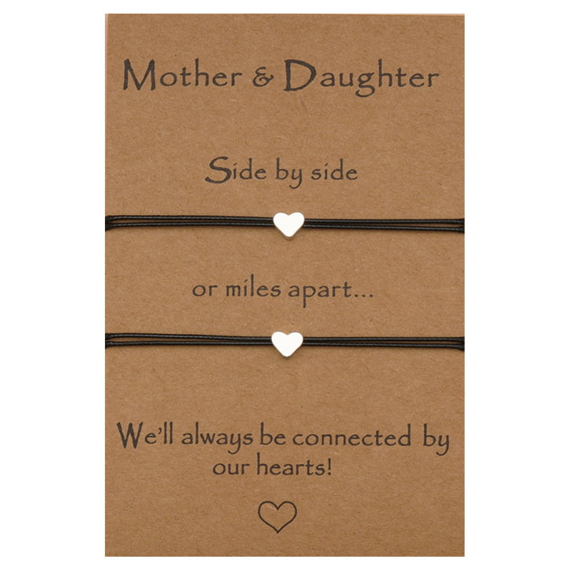 Heart-Shaped Adjustable Bracelet for Mother's Day Card Gift