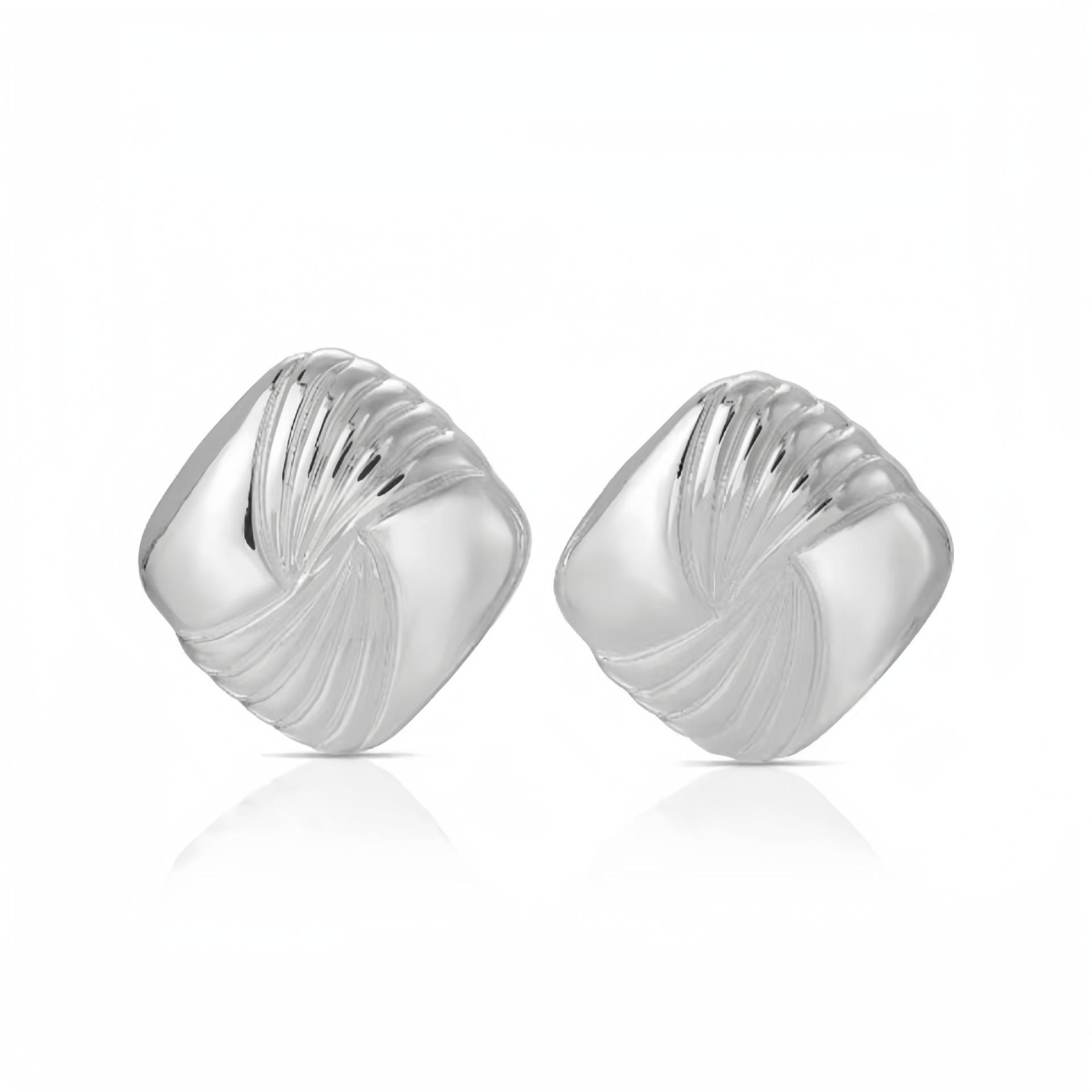 European and American Fashion Water Ripple Wings Square Titanium Steel Earrings - Light Luxury Style - Image 3