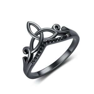 Sterling Silver Celtic Rings with Black Accent - Elegant & Unique Designs