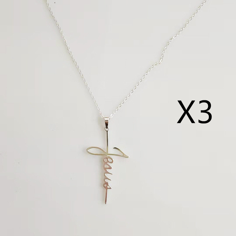 Jesus Cross English Letter Faith Necklace - Stylish Clavicle Chain