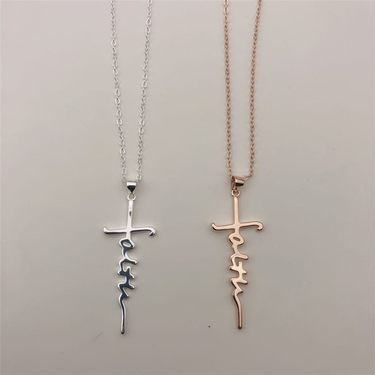 Jesus Cross English Letter Faith Necklace - Stylish Clavicle Chain - Image 5