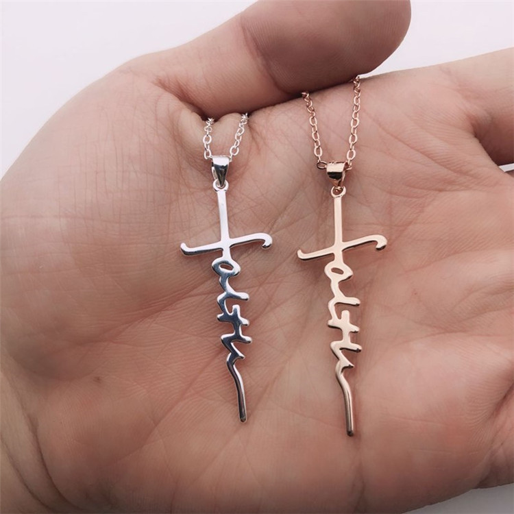 Jesus Cross English Letter Faith Necklace - Stylish Clavicle Chain - Image 7