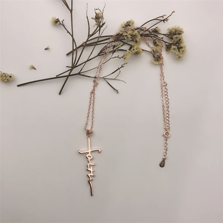 Jesus Cross English Letter Faith Necklace - Stylish Clavicle Chain - Image 8