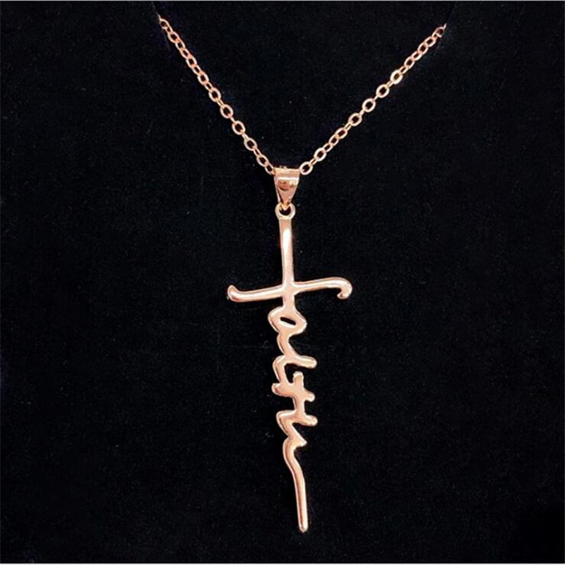 Jesus Cross English Letter Faith Necklace - Stylish Clavicle Chain - Image 10