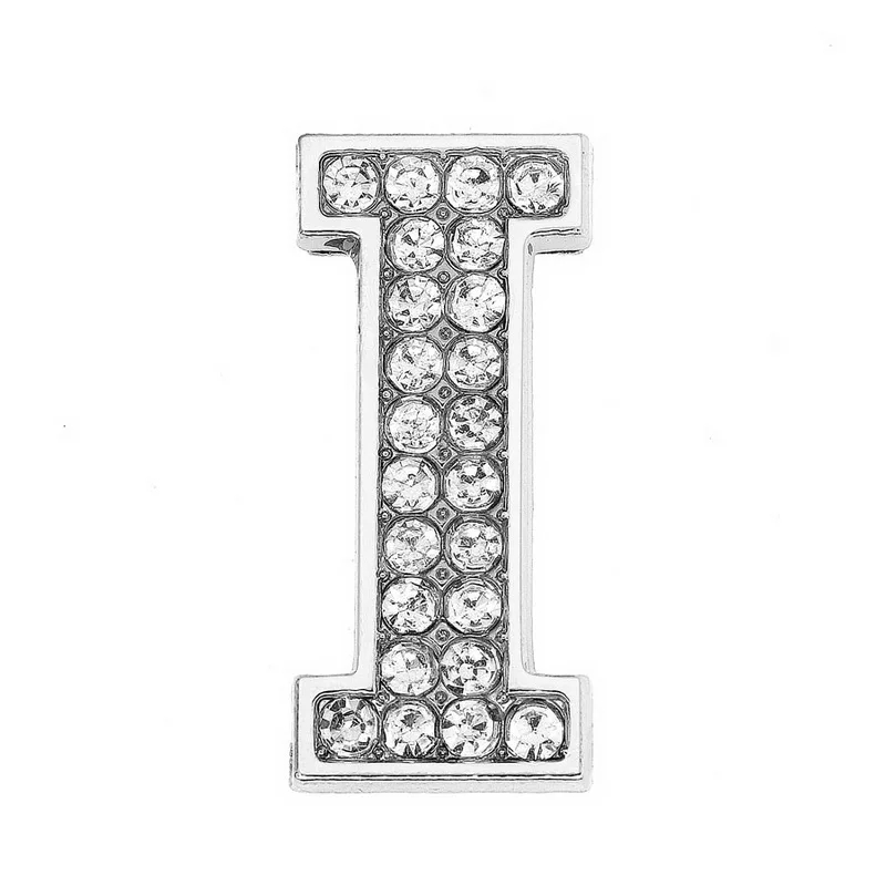 30mm Chrome Color White Diamond Letters Pet Collar Accessories with Scattered Beads - Image 2