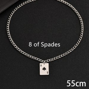 Stylish Black Peach A Necklace for Men - Creative Stainless Steel Poker Design